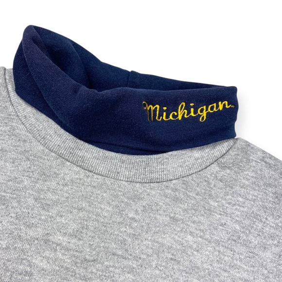 University of Michigan Vintage Gray Sweatshirt Turtleneck - Picture 3 of 9